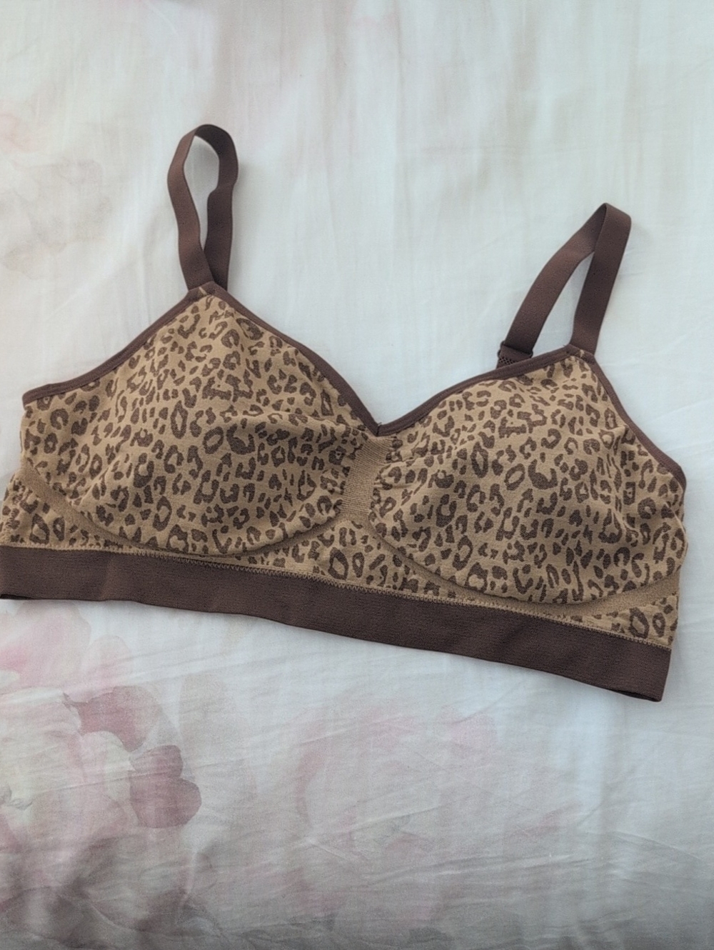 Wireless Leopard-Print Bralette in Brown